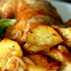 Pollo al horno con papas y boniatos